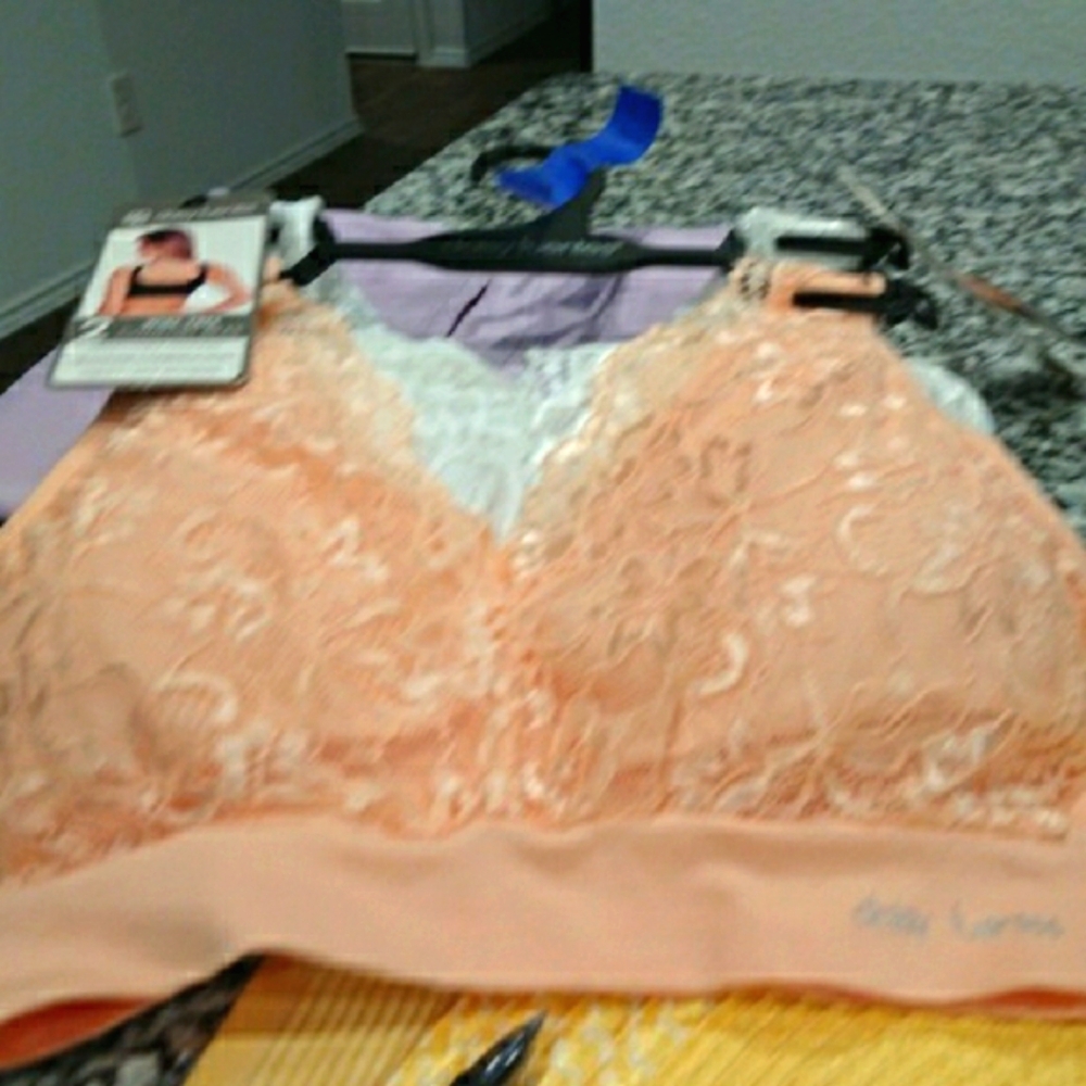 Daisy Fuentes White & peach Lace Longline Bra set! - Picture 13 of 13